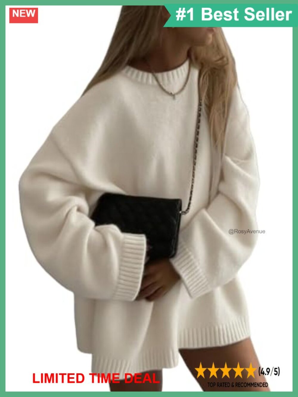 Oversized Chunky Knit Sweater Crew Neck Long Sleeve Tunic Pullover